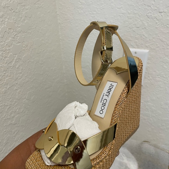 Jimmy Choo Gold Wedge Espadrilles - Picture 6 of 6